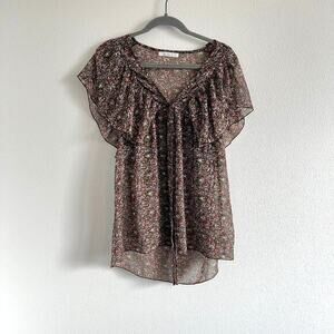 Charlotte Russe Slightly Sheer Chiffon Top‎ S Bohemian Parisian Chic Prairiecore